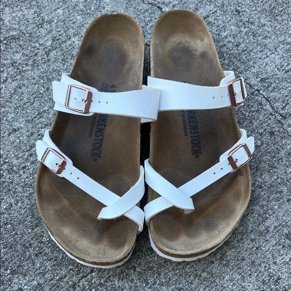 Women’s Birkenstock White‎ Double-Strap Sandals, Sz 41
